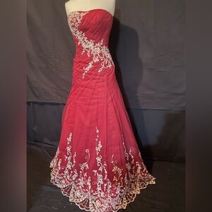 Elegant Red Silver Embroidered Beaded Wedding Gown 8 Allure Bridal